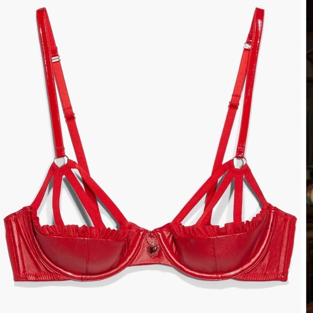 Savage x Fenty Glossy Flossy Caged Quarter Cup Bra and matching garter skirt - Picture 7 of 7